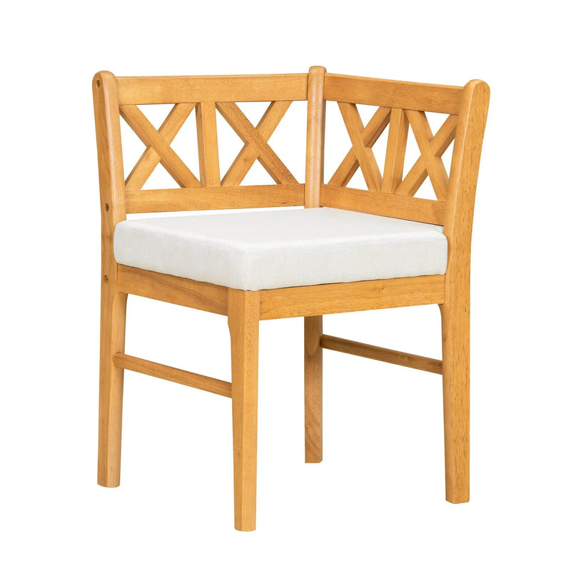 Farmhouse Modern Dining Corner Chairs (Set of 2) With Handwoven Rattan Backrests And Solid Wood Legs - Natural / White by HouseOfZazla