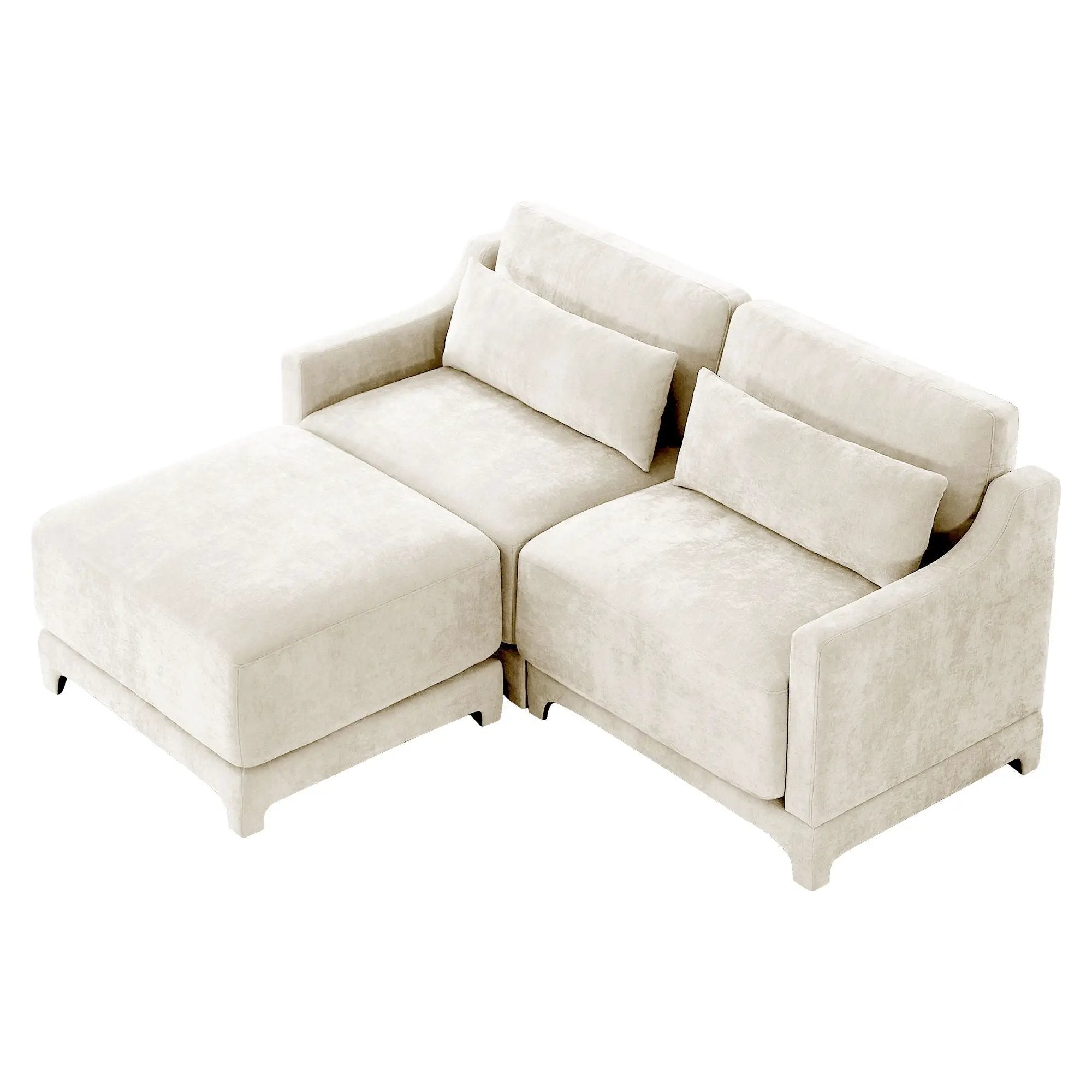 Stylish Sofa With Ottoman And Lumbar Pillows, Ergonomic Design by HouseOfZazla