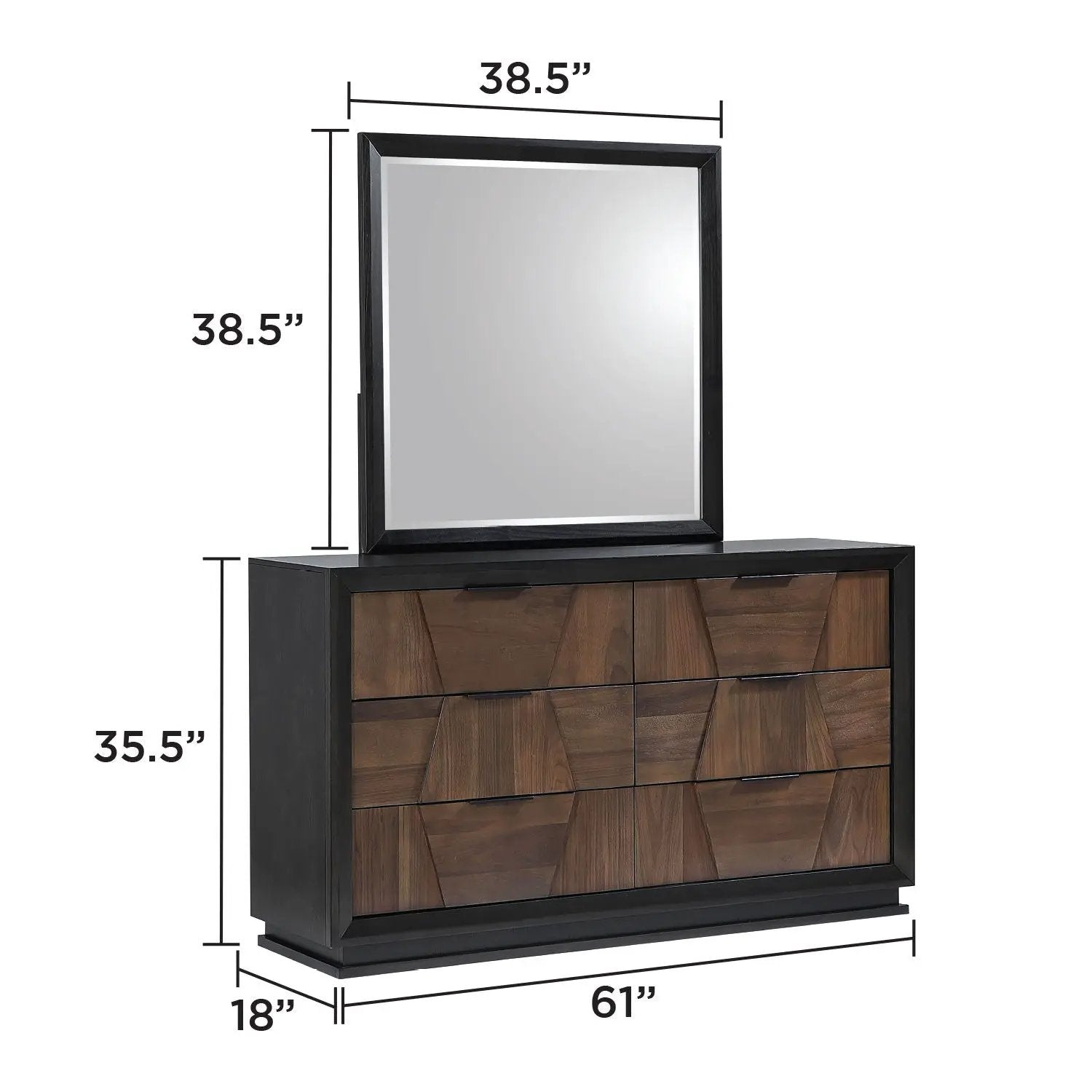 Houston - 6 Drawer Dresser - Walnut by HouseOfZazla