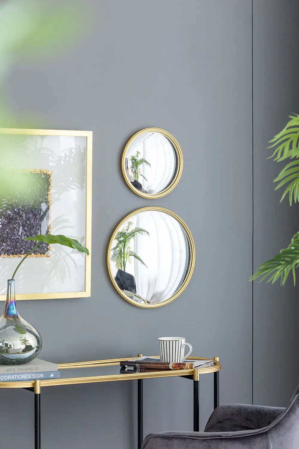 Round Mirror, Circle Mirror With Iron Frame For Living Room Bedroom Vanity Entryway Hallway by Unique Piece Furniture