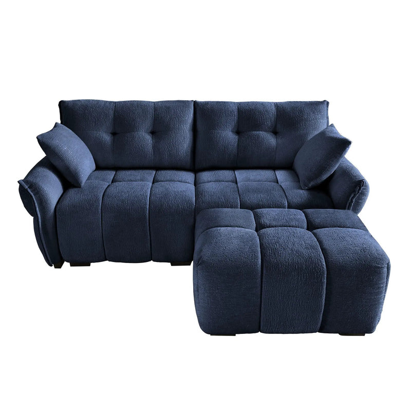Sofa Set With Ottoman And Pillows, Textured, High Resilience Cushions by HouseOfZazla