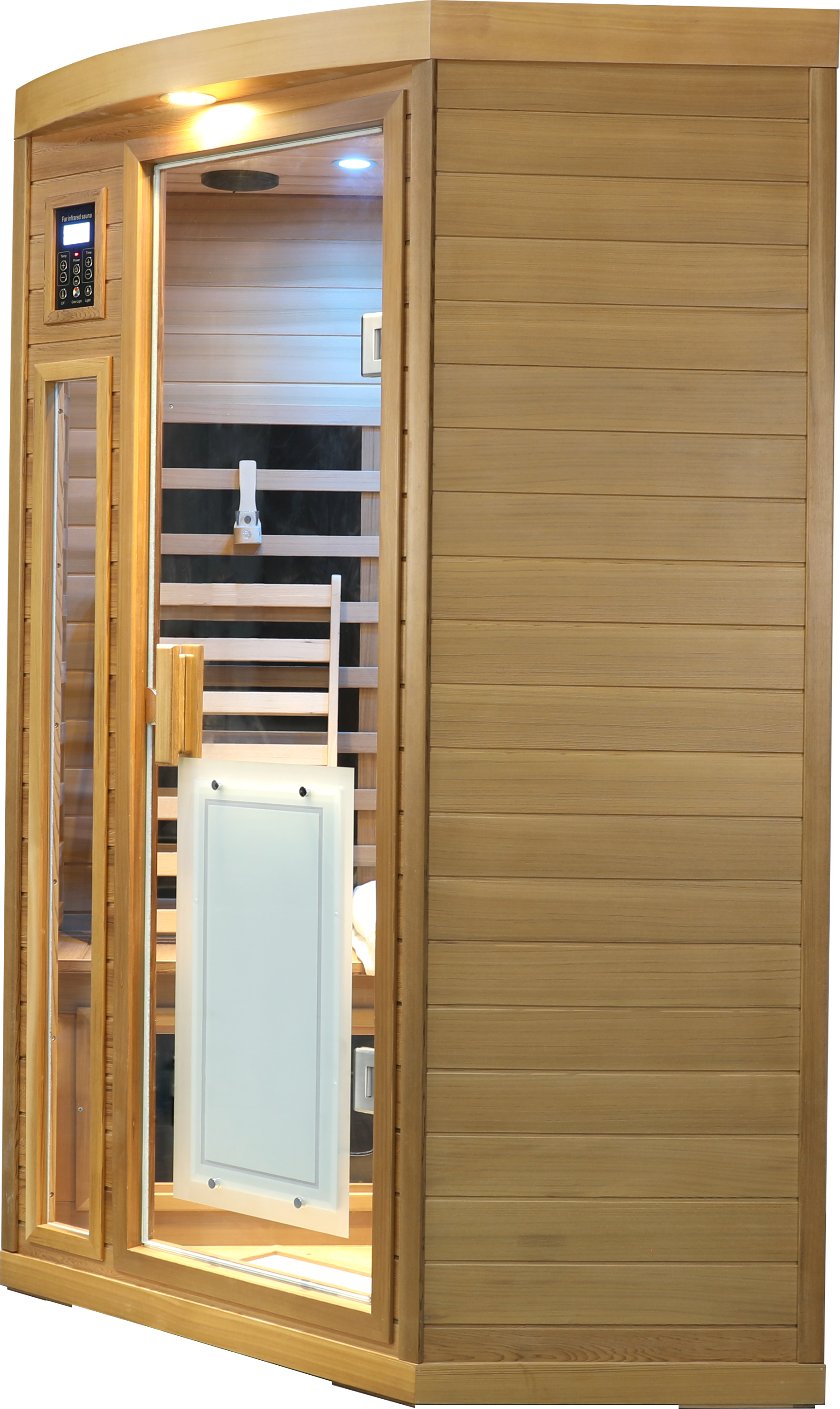 Low EMF Two person Far-infrared Red cedar Deluxe indoor pentagonal sauna room by HouseOfZazla