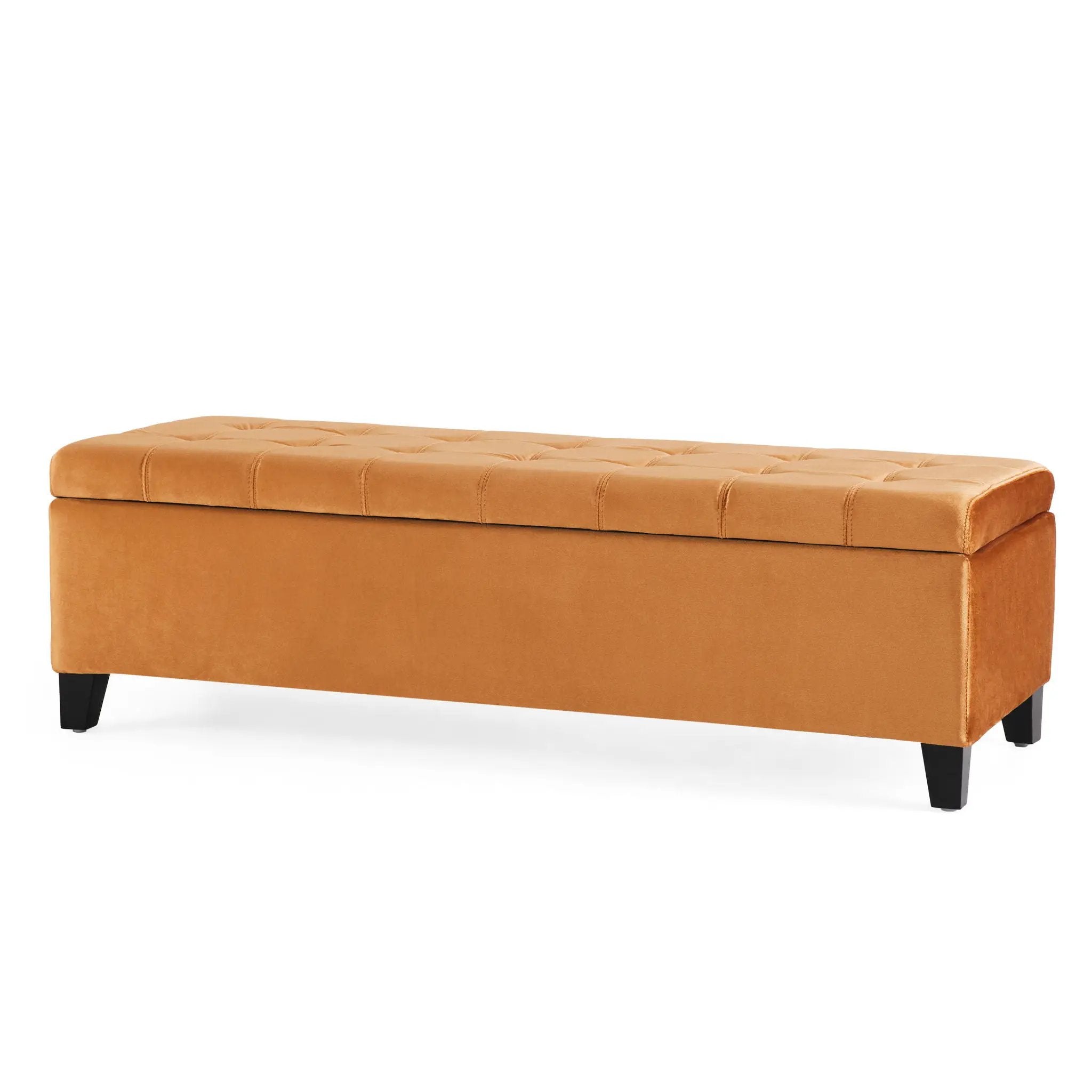 Wendover Elegant Tufted Storage Bench With Lift-Up Top And Birch Wood Legs by HouseOfZazla