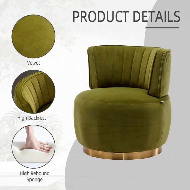 360 Degree Swivel Cuddle Barrel Accent Sofa Chair by Unique Piece Furniture