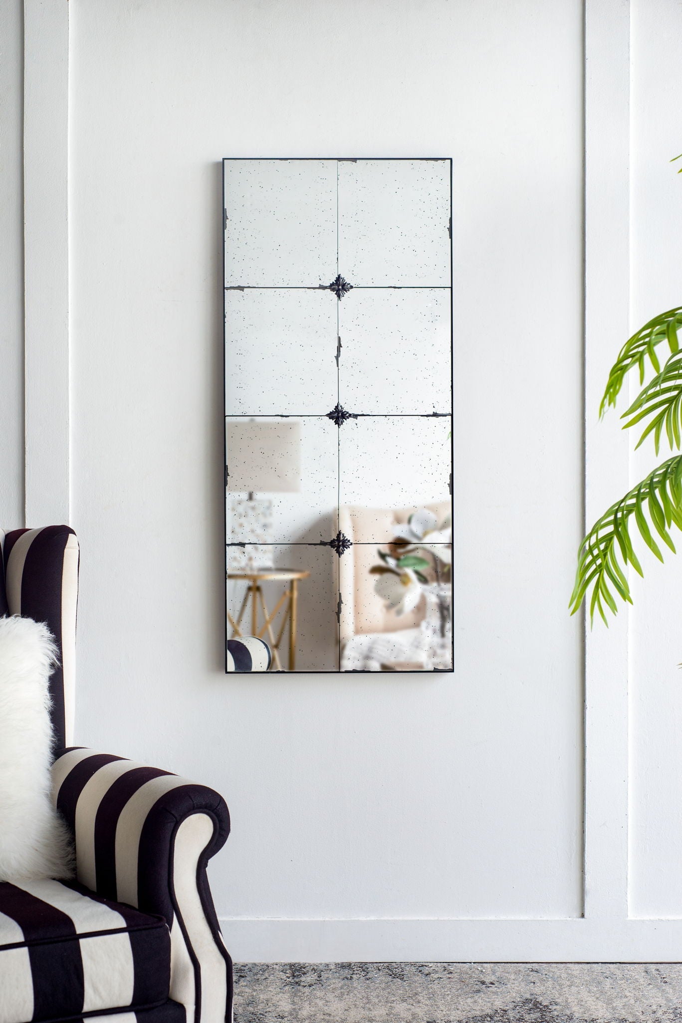 Traditional Decor Style Antique Glass Panel Mirror, Wall Mirror For Bathroom Entryway Console Lean Against Wall by HouseOfZazla