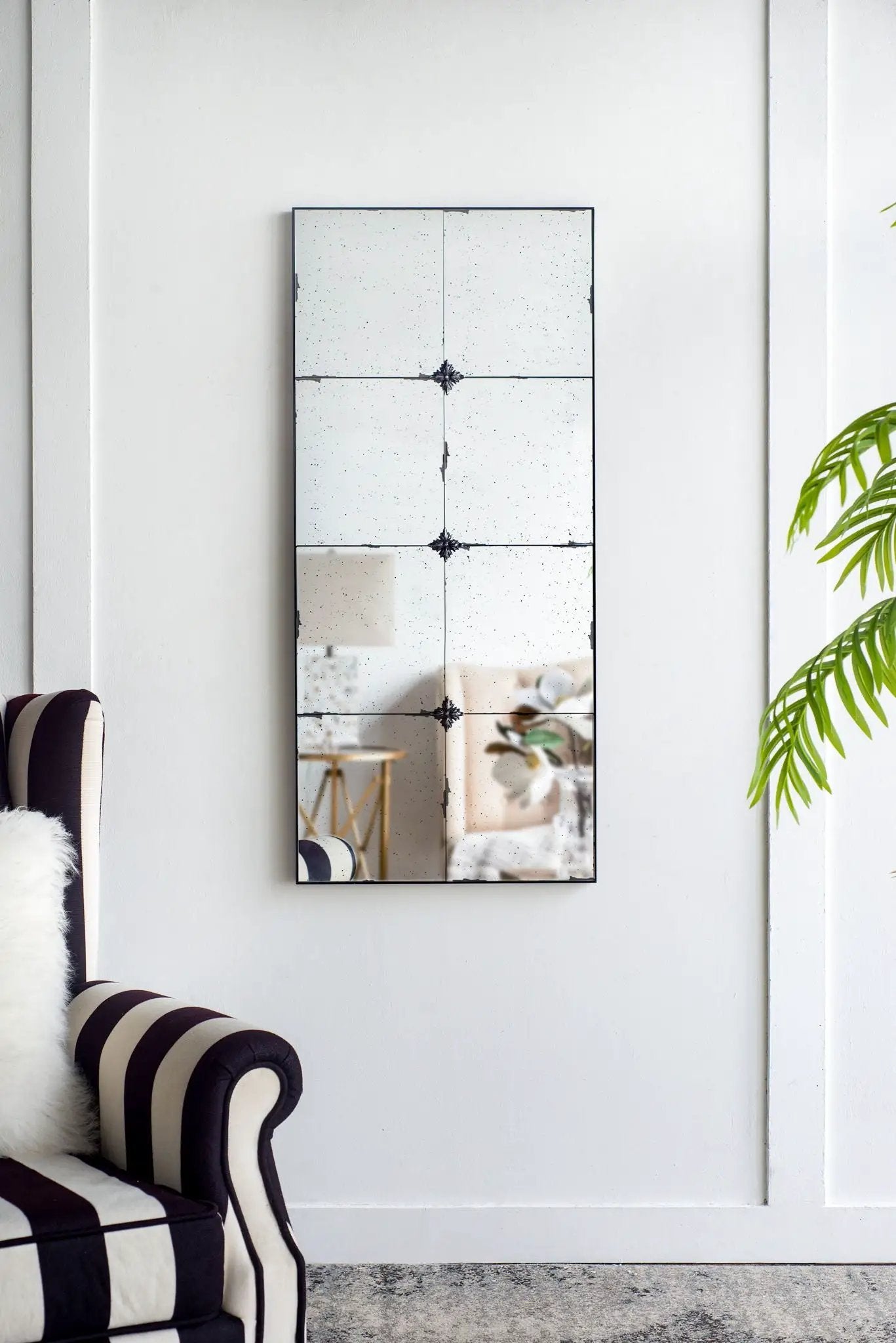 Traditional Decor Style Antique Glass Panel Mirror, Wall Mirror For Bathroom Entryway Console Lean Against Wall by Unique Piece Furniture