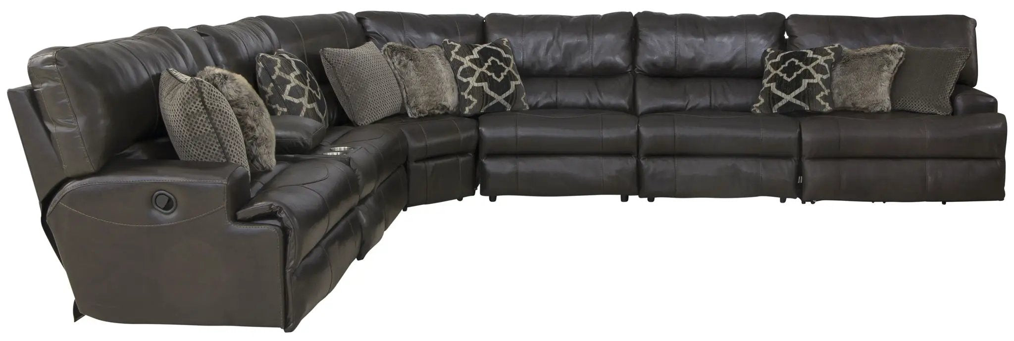 Como - 7 Piece Italian Leather Match Reclining Sectional by Unique Piece Furniture