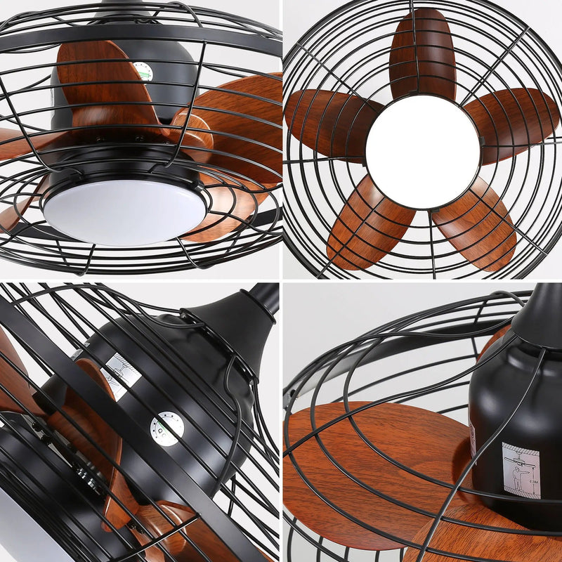 20" Downrod Mount Ceiling Fan LED 18W 3 Cct 5 ABS Blades DC Motor With Hanging And Hook For Outside Patios Pergola - Black by Unique Piece Furniture