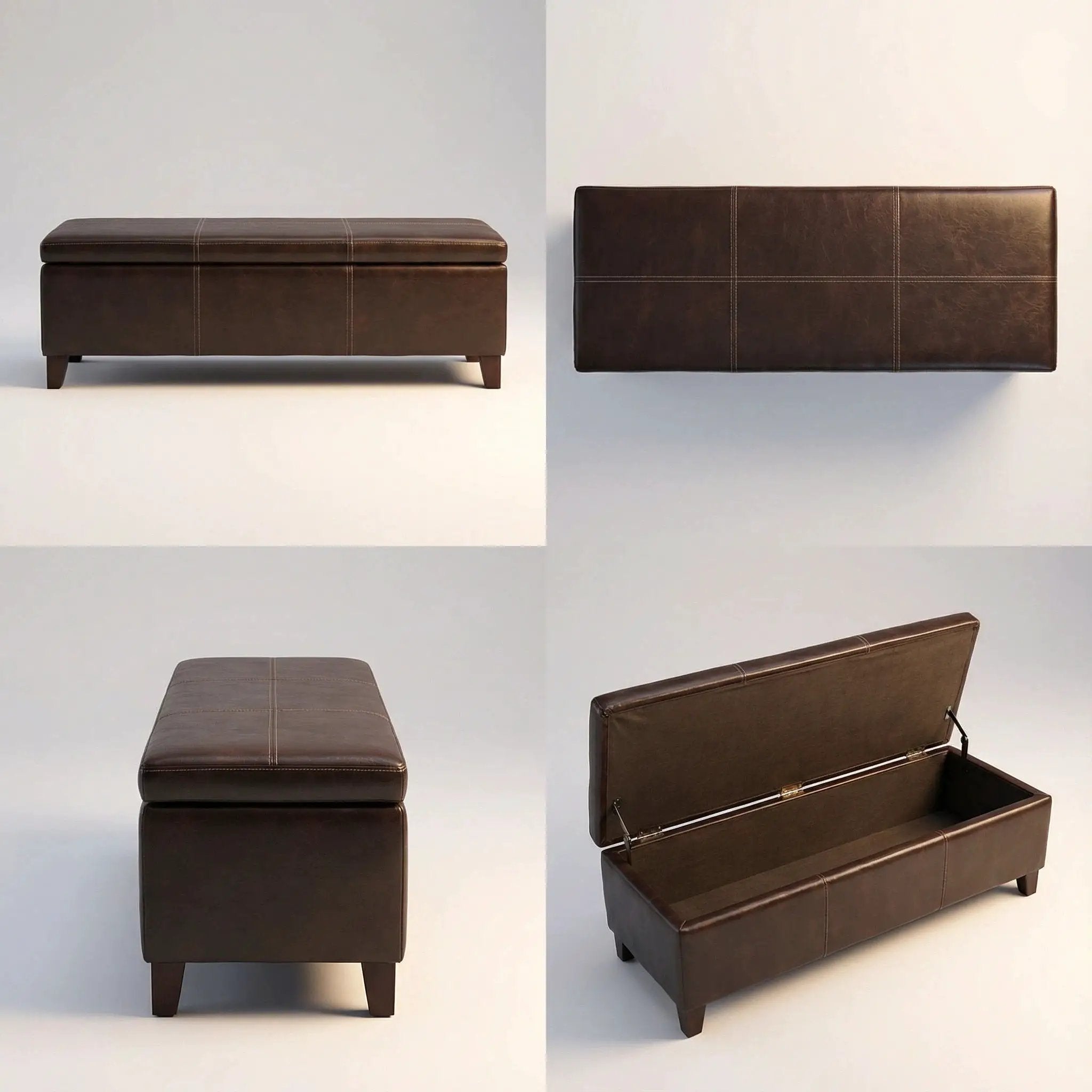 Rectangle Storage Ottoman Bench For Living Room - Brown by HouseOfZazla