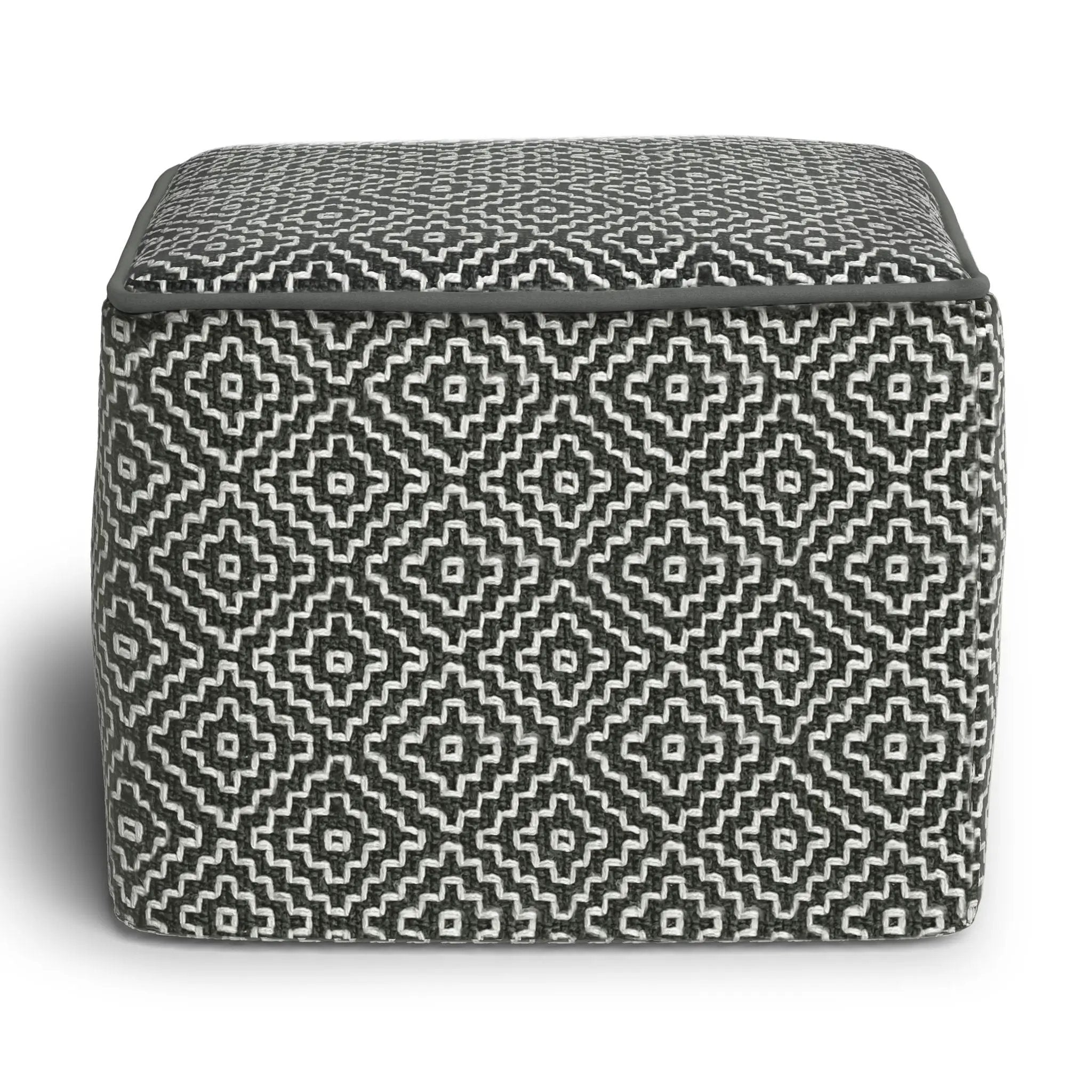 Briella - Square Woven Outdoor / Indoor Pouf - Gray / White by Unique Piece Furniture