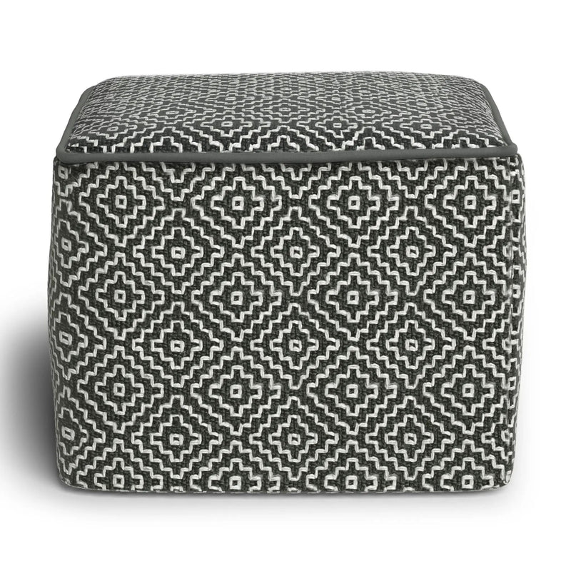 Briella - Square Woven Outdoor / Indoor Pouf - Gray / White by Unique Piece Furniture