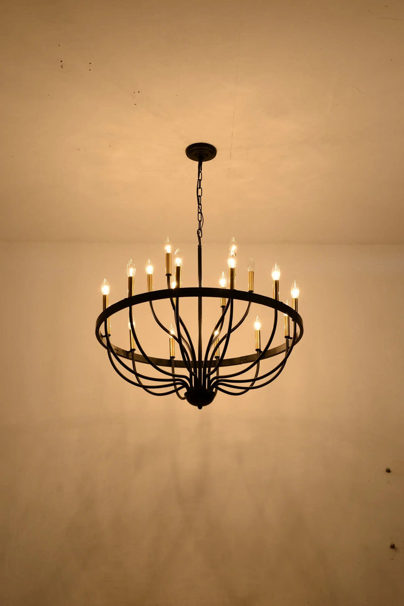 15-Light Industrial Iron Candle Chandelier Modern Farmhouse Pendant Light by HouseOfZazla