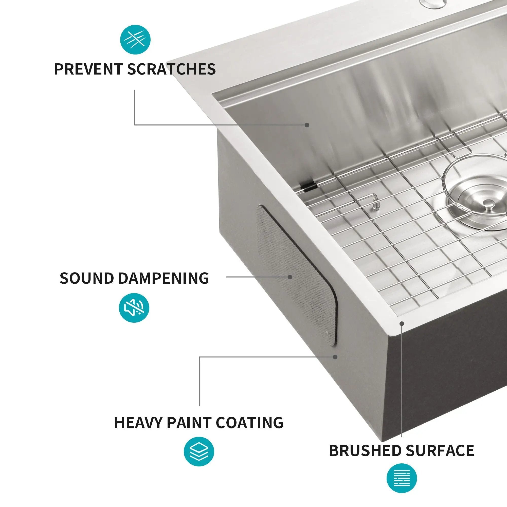 Drop In Kitchen Sink With Workstation, 16 Gauge - Brushed Nickel by HouseOfZazla