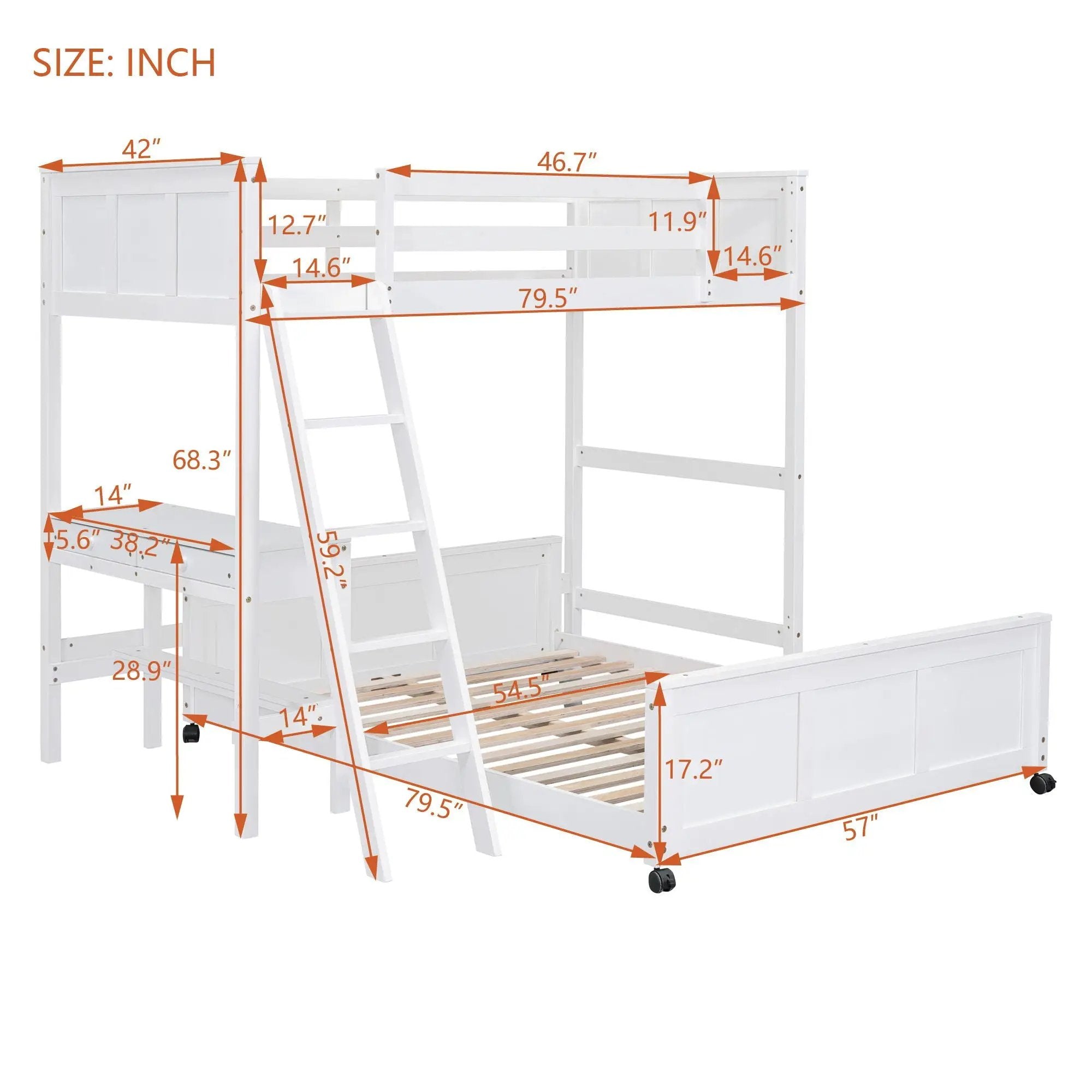 Full Over Full Bunk Bed With Desk by Unique Piece Furniture