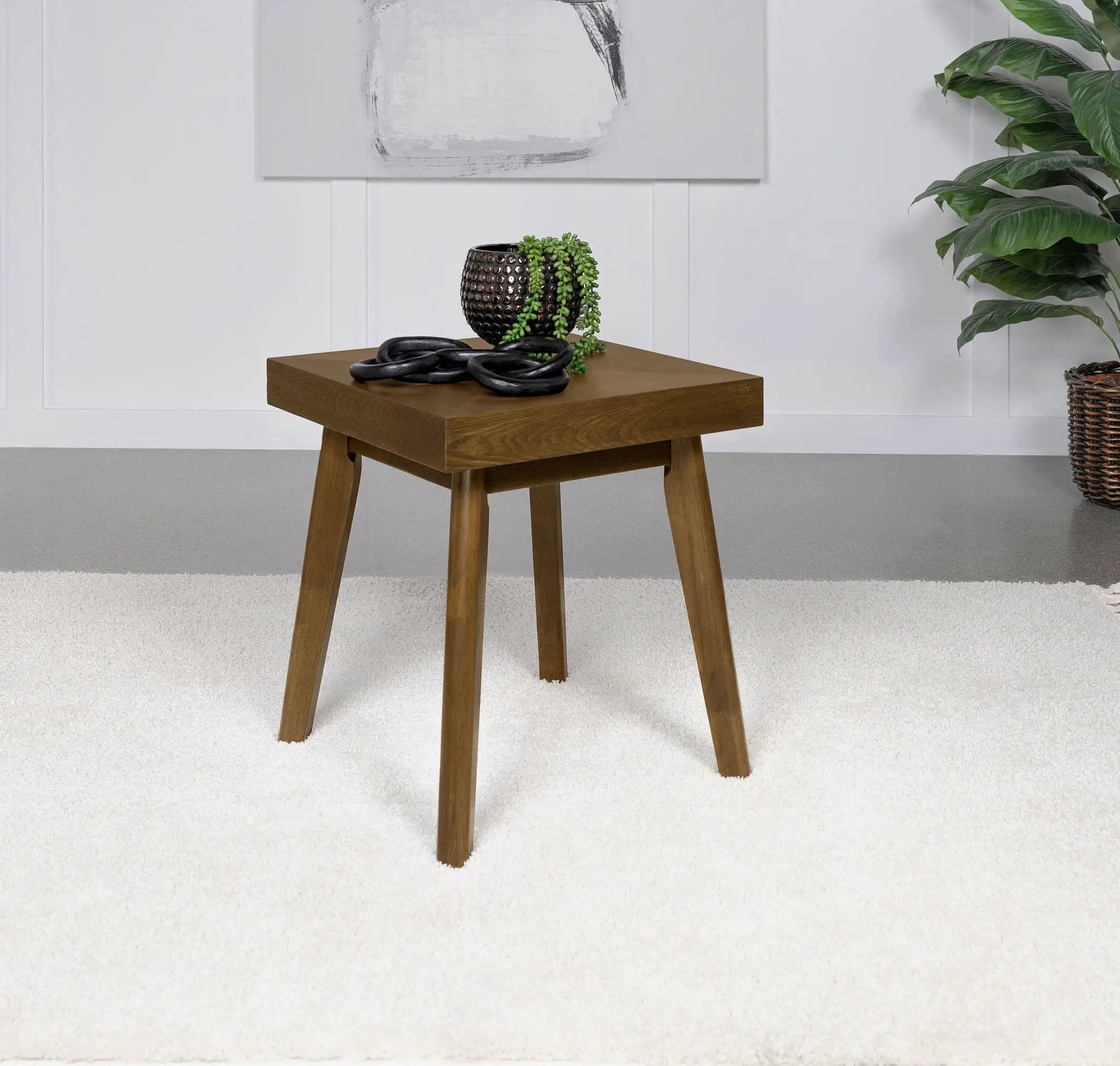 Westerly Square Wood Side End Table Walnut Brown by Unique Piece Furniture