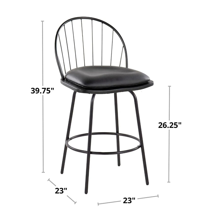Riley - Claire Farmhouse Fixed Height Counter Stool With Swivel With Round Footrest (Set of 2) by HouseOfZazla