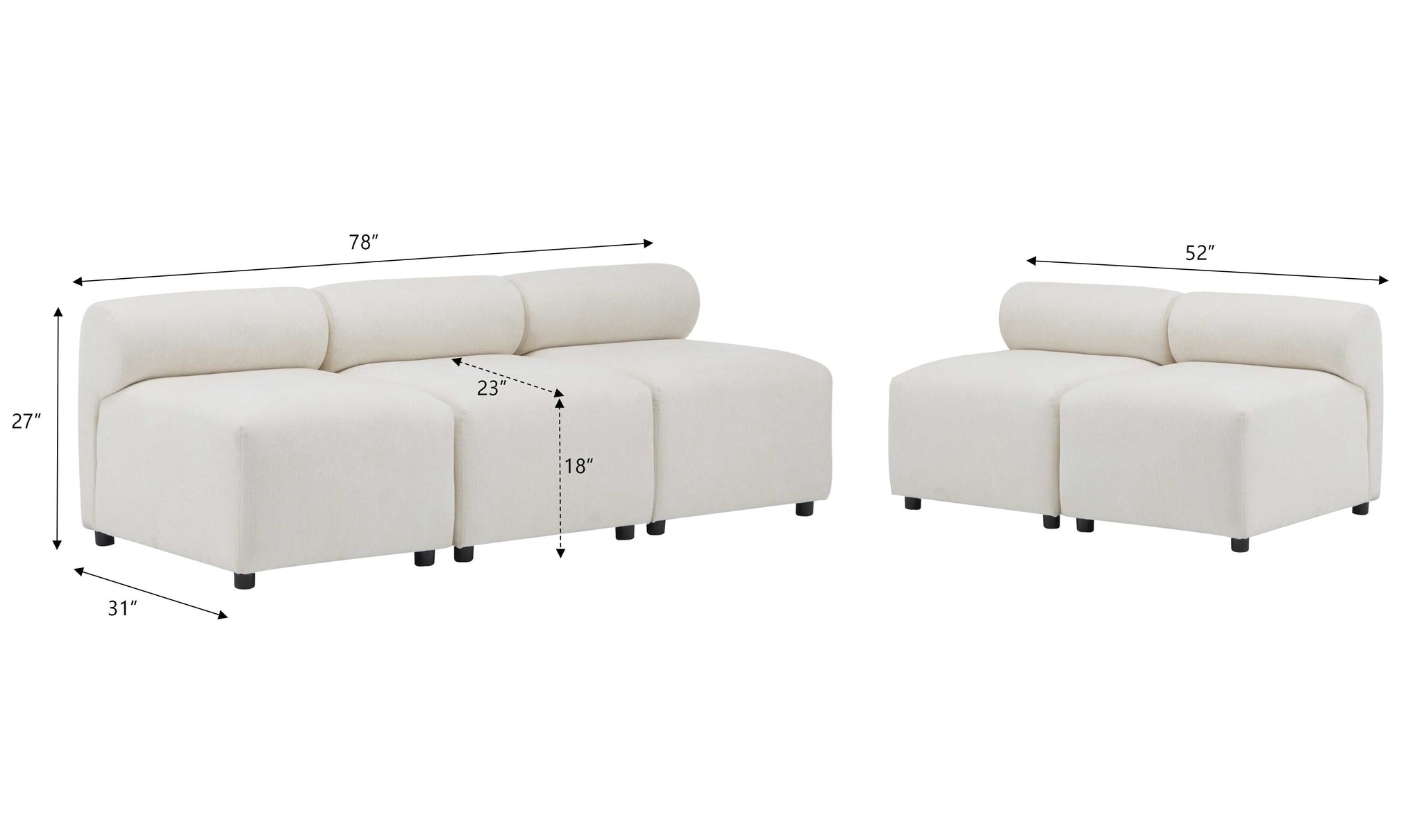 Evelyn 5-Piece Modular Chenille Sectional Sofa for Living Rooms by HouseOfZazla