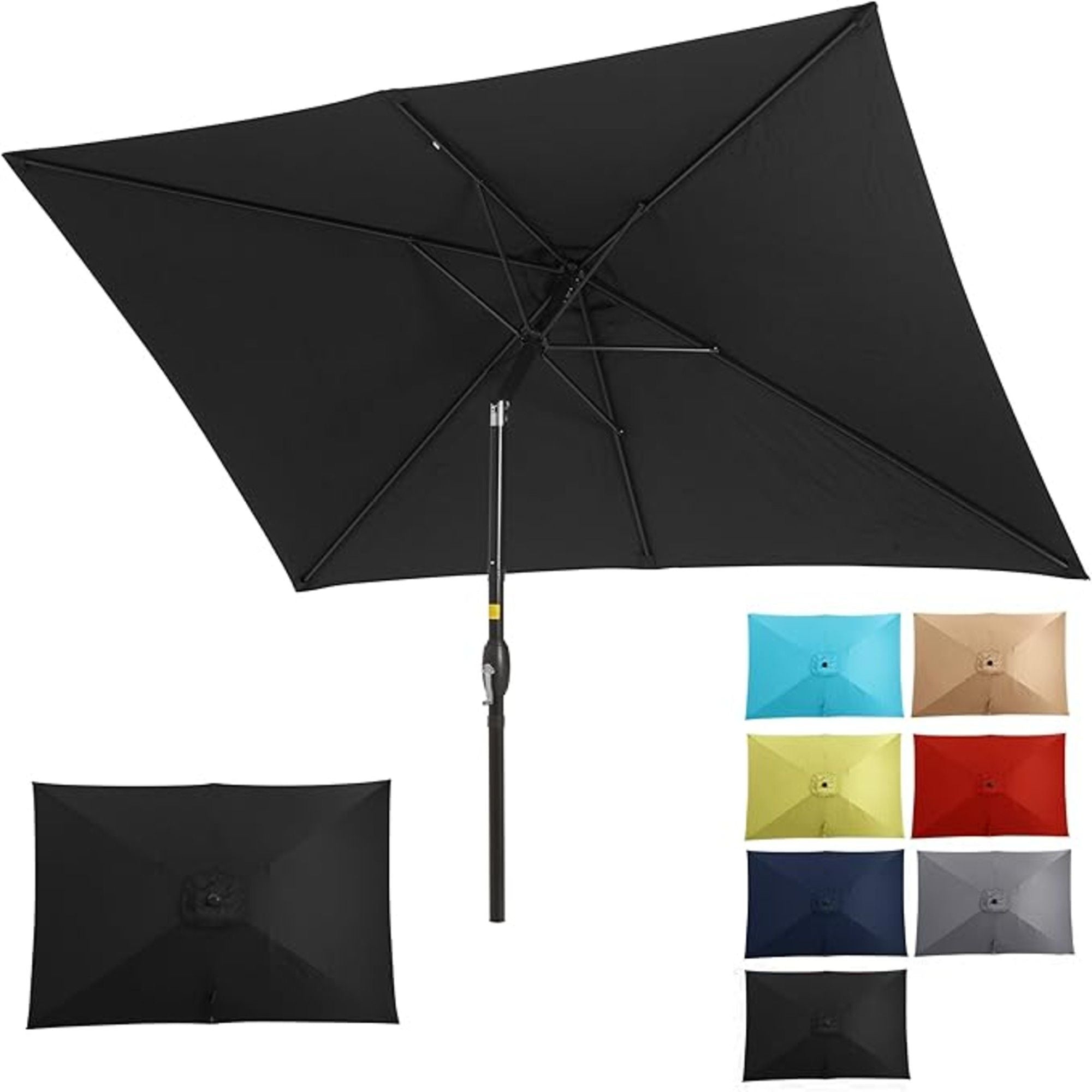 Rectangular Patio Umbrella With Crank Tilt, Polyester UV-Resistant Canopy by HouseOfZazla