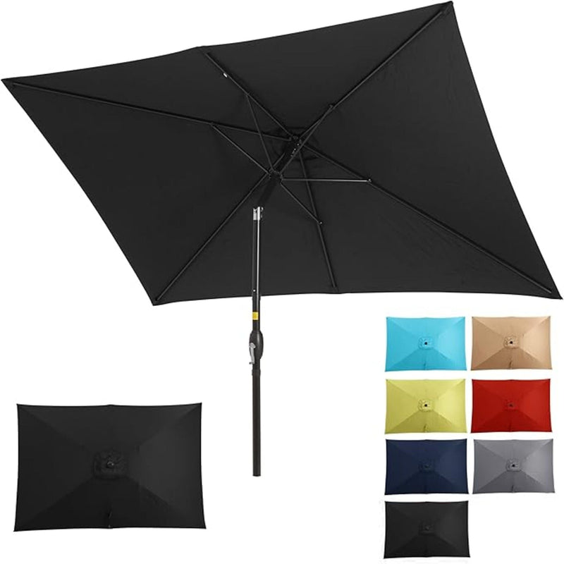 Rectangular Patio Umbrella With Crank Tilt, Polyester UV-Resistant Canopy by HouseOfZazla