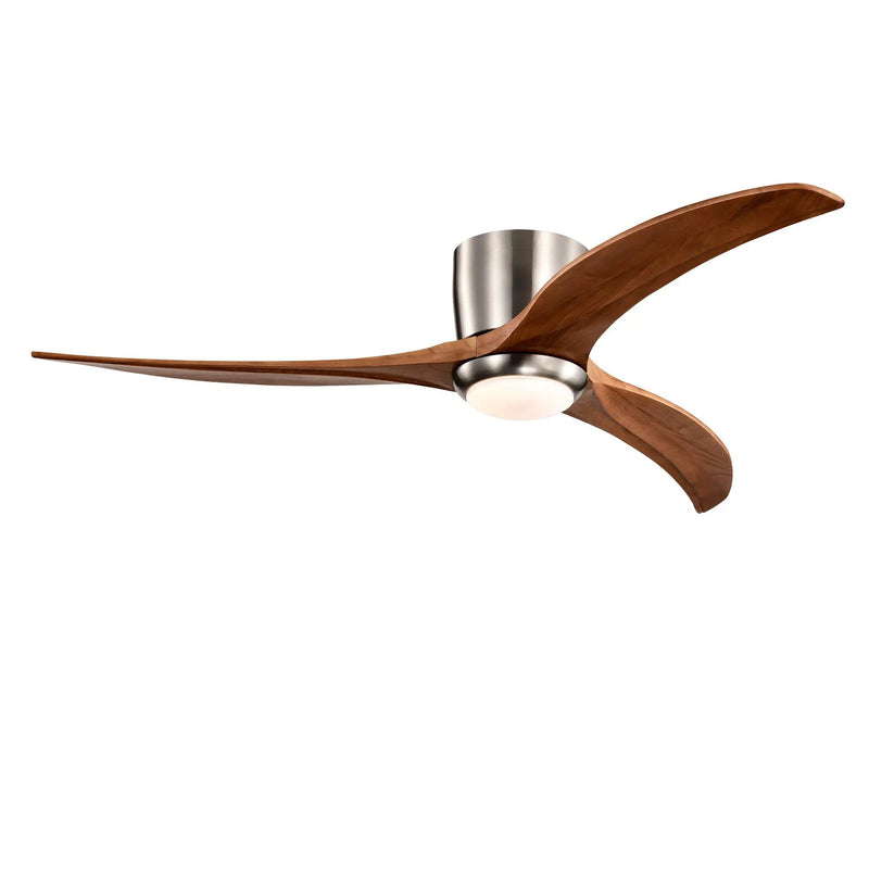 52" Flush Mount Fan Light with Solid Wood Blades and Remote Control by HouseOfZazla