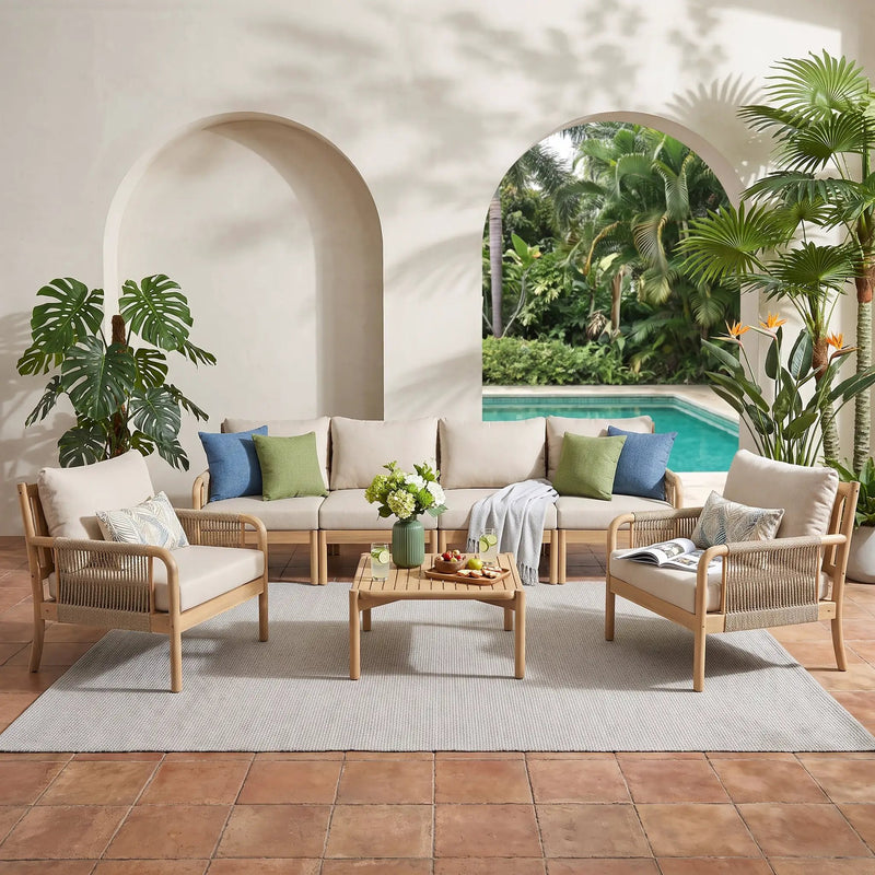 Casper Outdoor 6-Seater Sofa and Coffee Table Set by HouseOfZazla