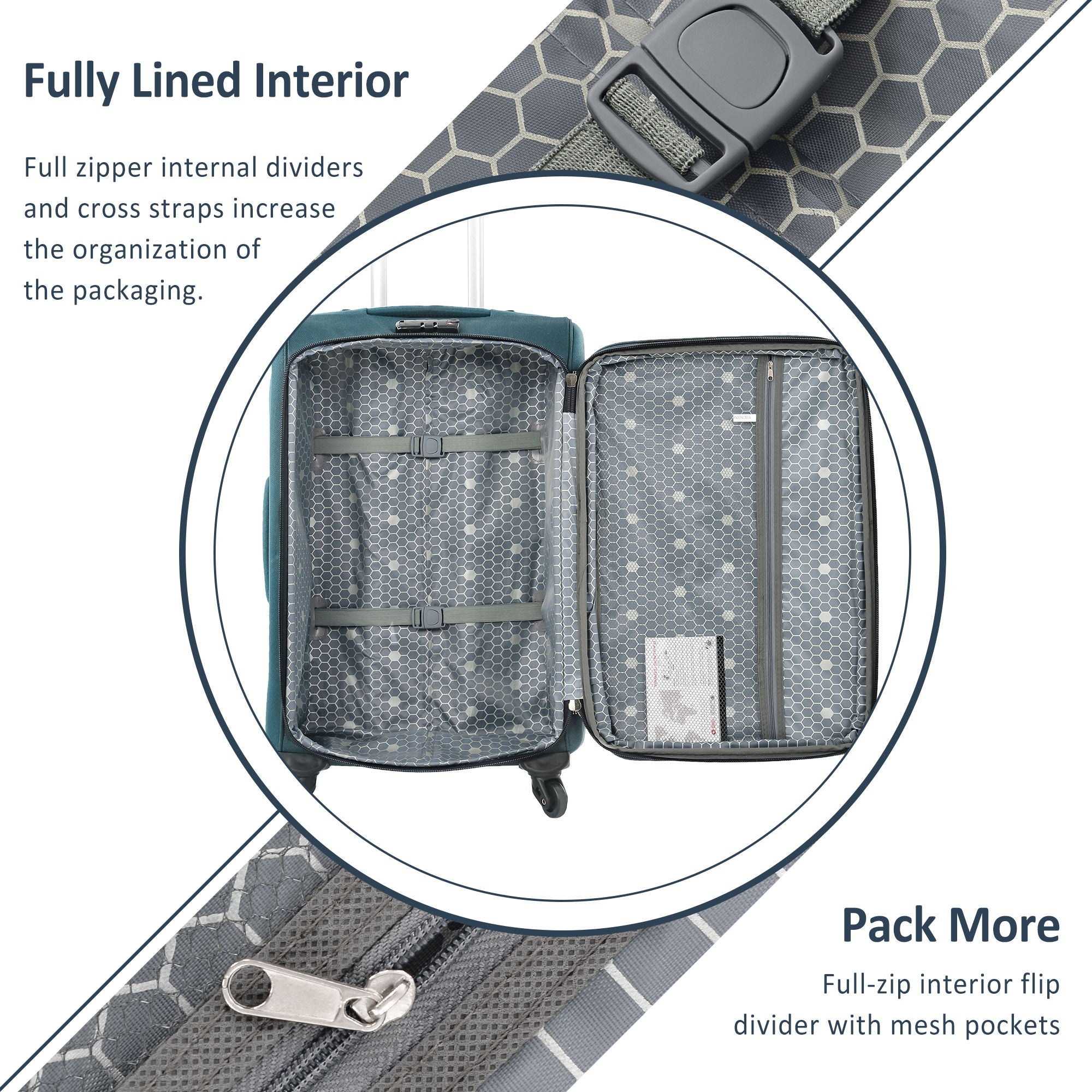 Softside Luggage Expandable 3 Piece Set Suitcase Upright Spinner Softshell Lightweight Luggage Travel Set by HouseOfZazla