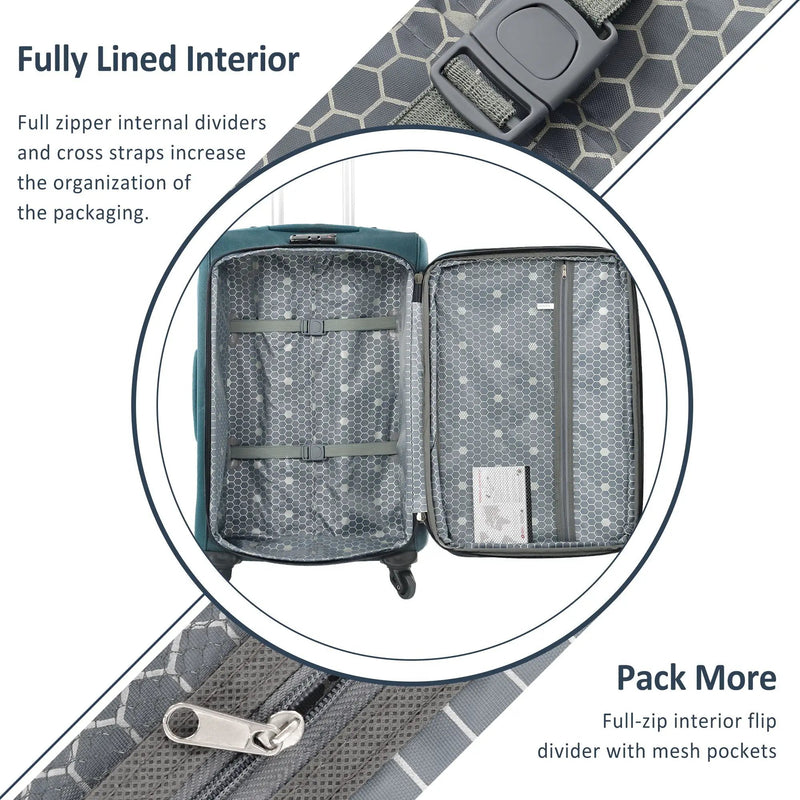 Softside Luggage Expandable 3 Piece Set Suitcase Upright Spinner Softshell Lightweight Luggage Travel Set by HouseOfZazla