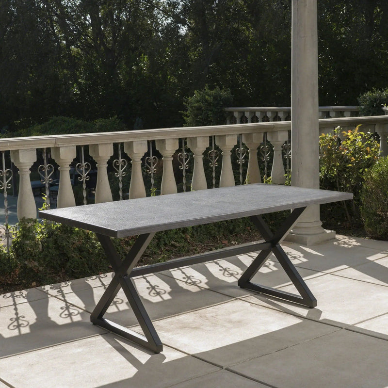 Rolando Outdoor Aluminum Dining Table with Steel Frame by HouseOfZazla