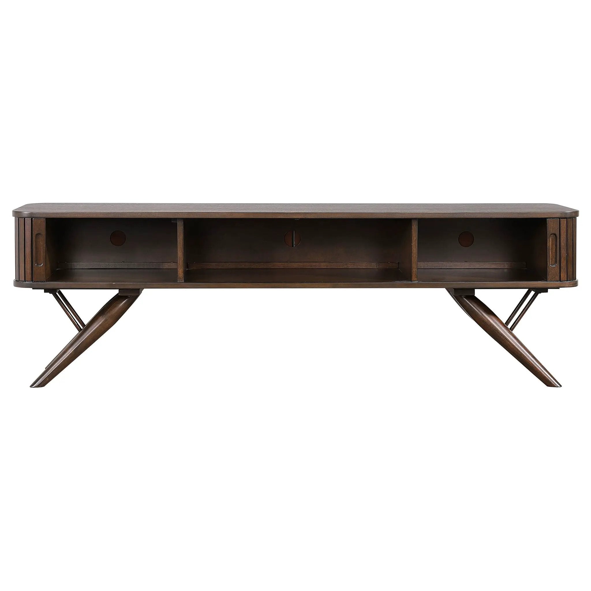Valna Wood 71-inch TV Stand with Sliding Doors Walnut by Unique Piece Furniture