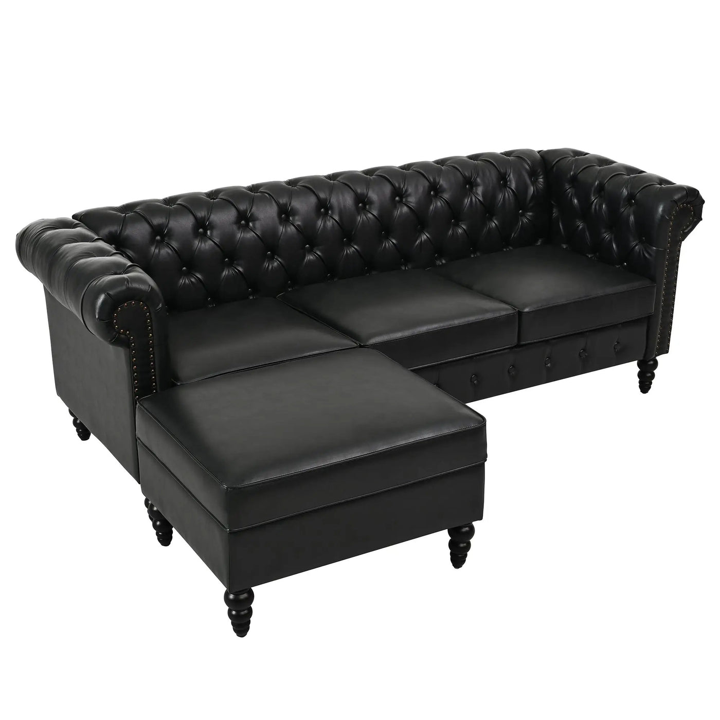 U-style 85" Modern 4-Seater L-Shaped Sectional Sofa with Storage Ottoman by HouseOfZazla