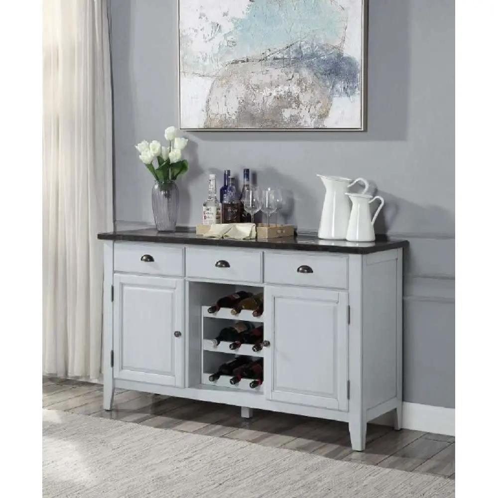 Lanton - Server - Natural Marble & Antique White by Unique Piece Furniture