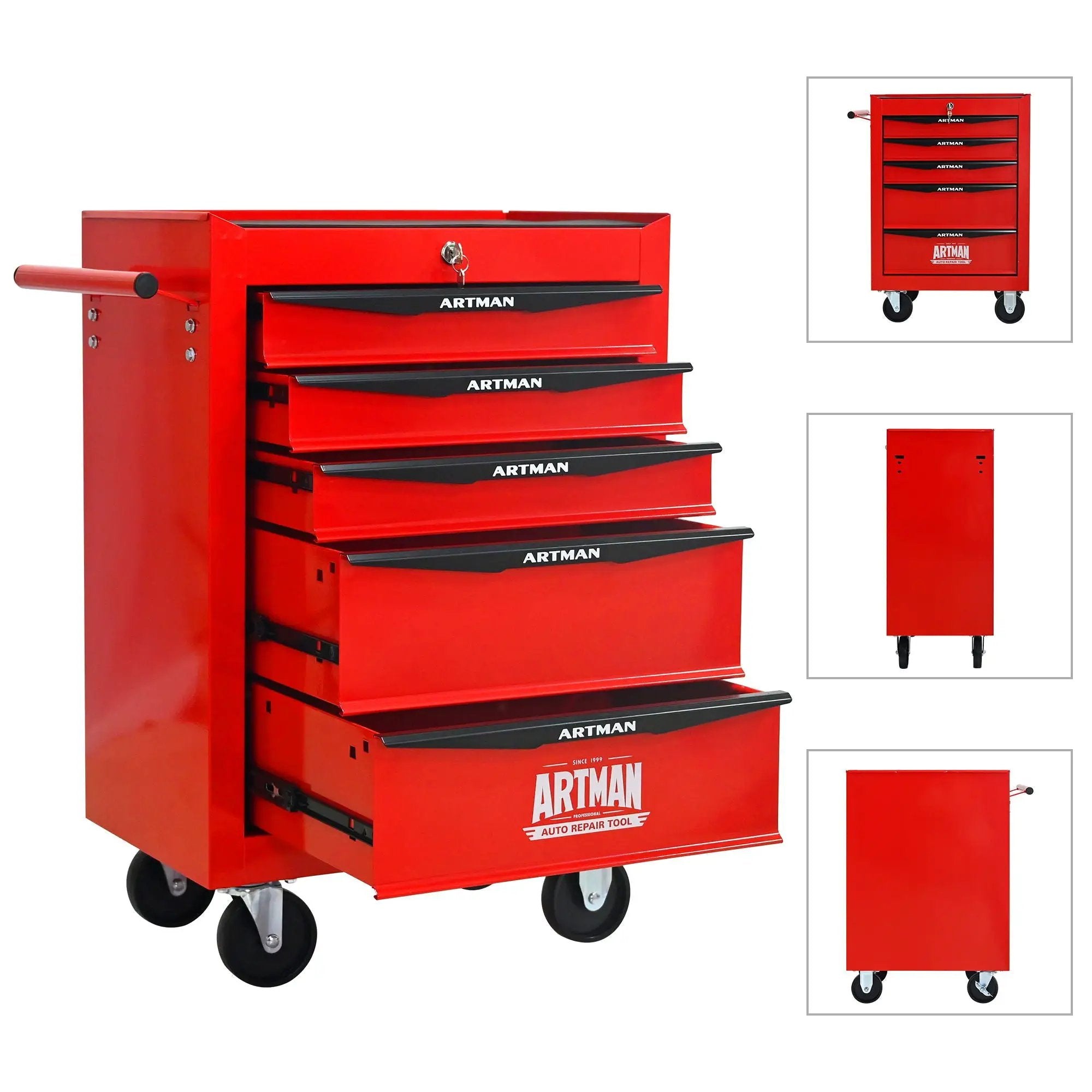 Rolling Metal Tool Chest With Drawers, Steel Storage Cabinet With Ball Bearing Slides by HouseOfZazla