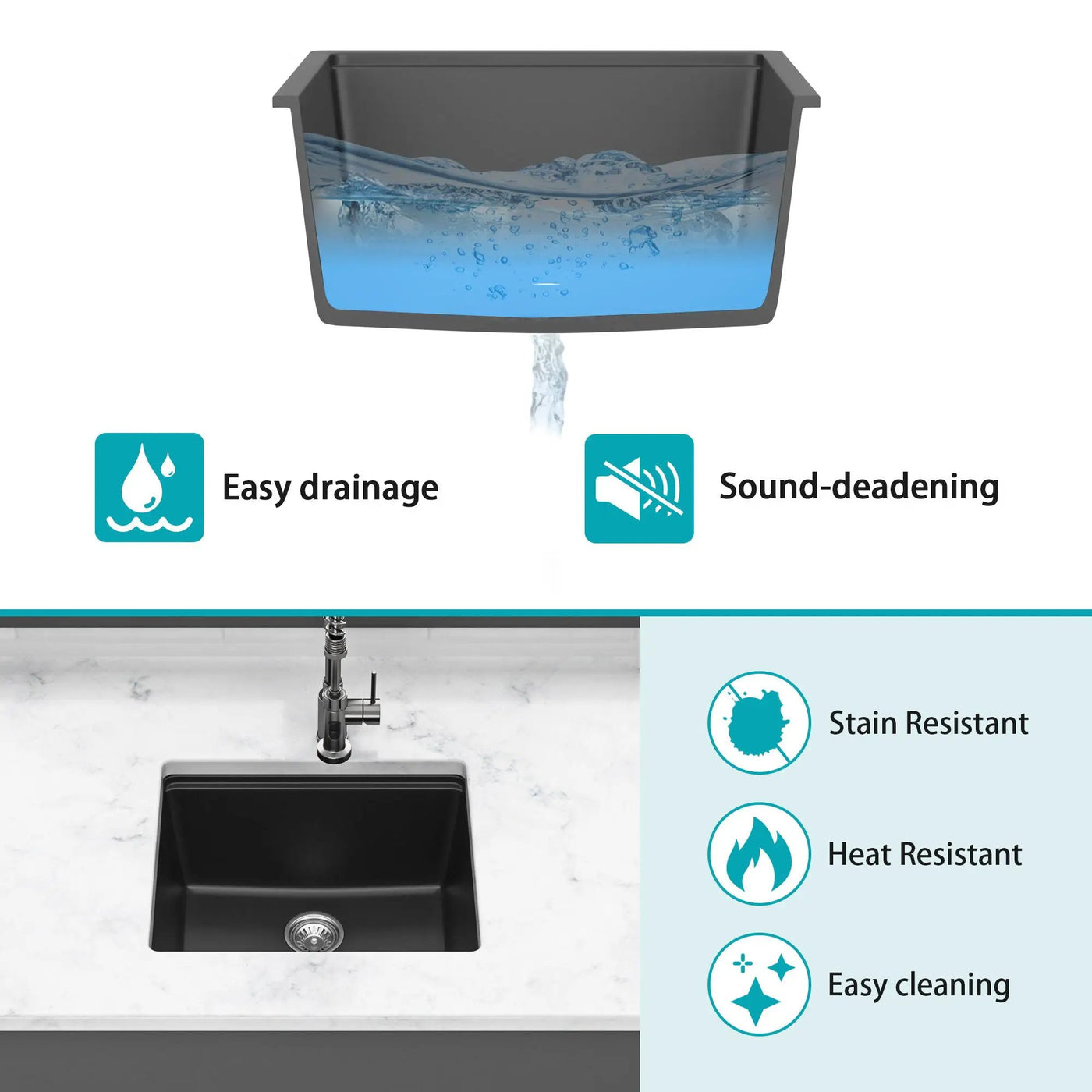 Quartz Composite Kitchen Sink With Workstation, Undermount by HouseOfZazla