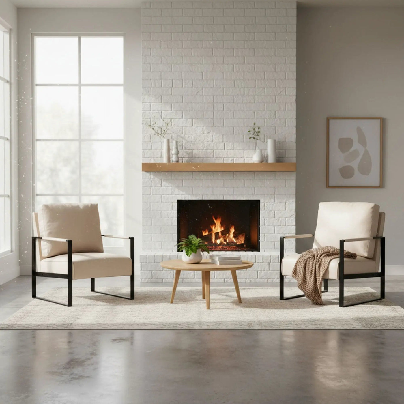 Classic Mid Century Modern Accent Chair With Durable Square Metal Frame, Armchair by HouseOfZazla