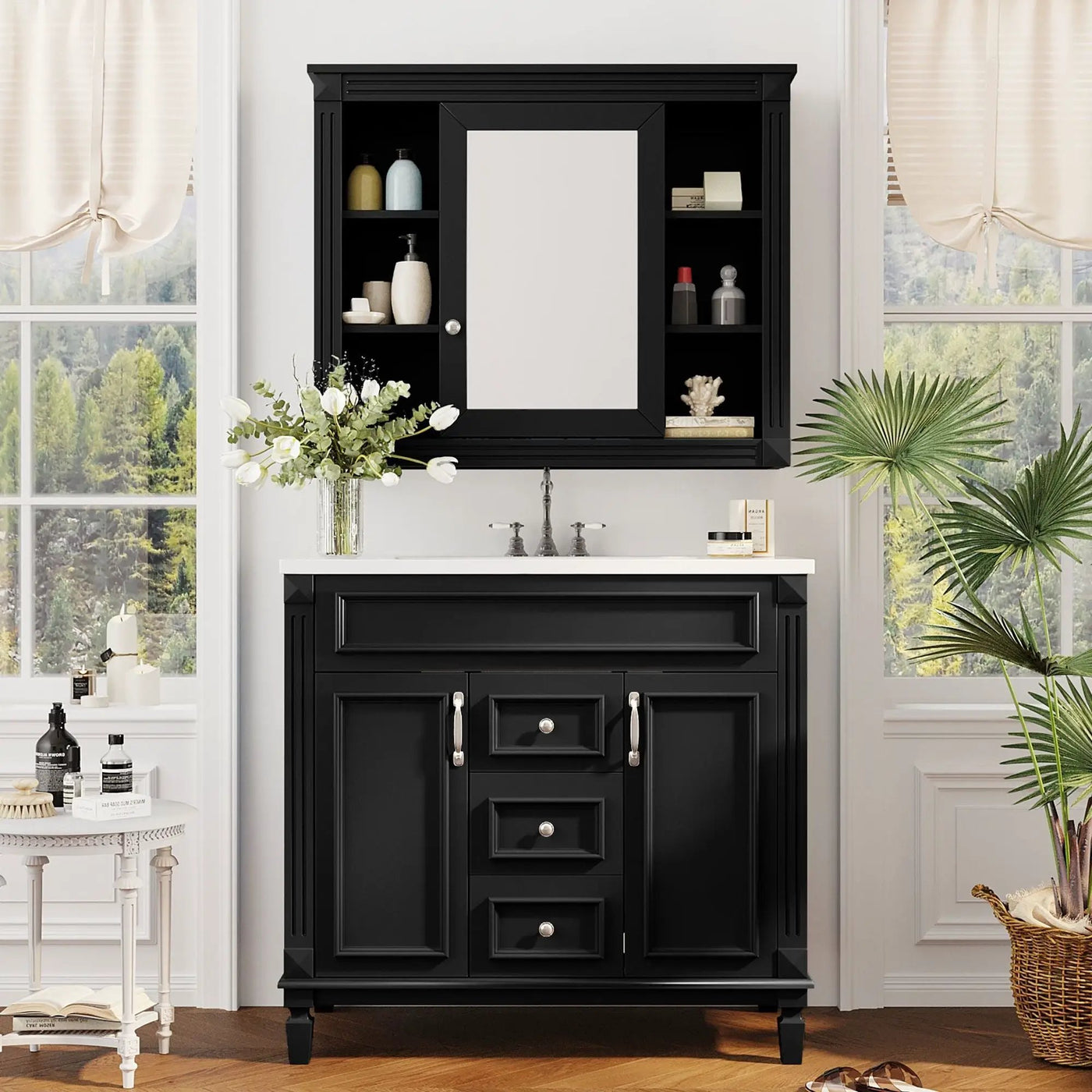 Bathroom Vanity With Top Sink, Mirror Cabinet, 2 Soft Closing Doors & 2 Drawers by Unique Piece Furniture