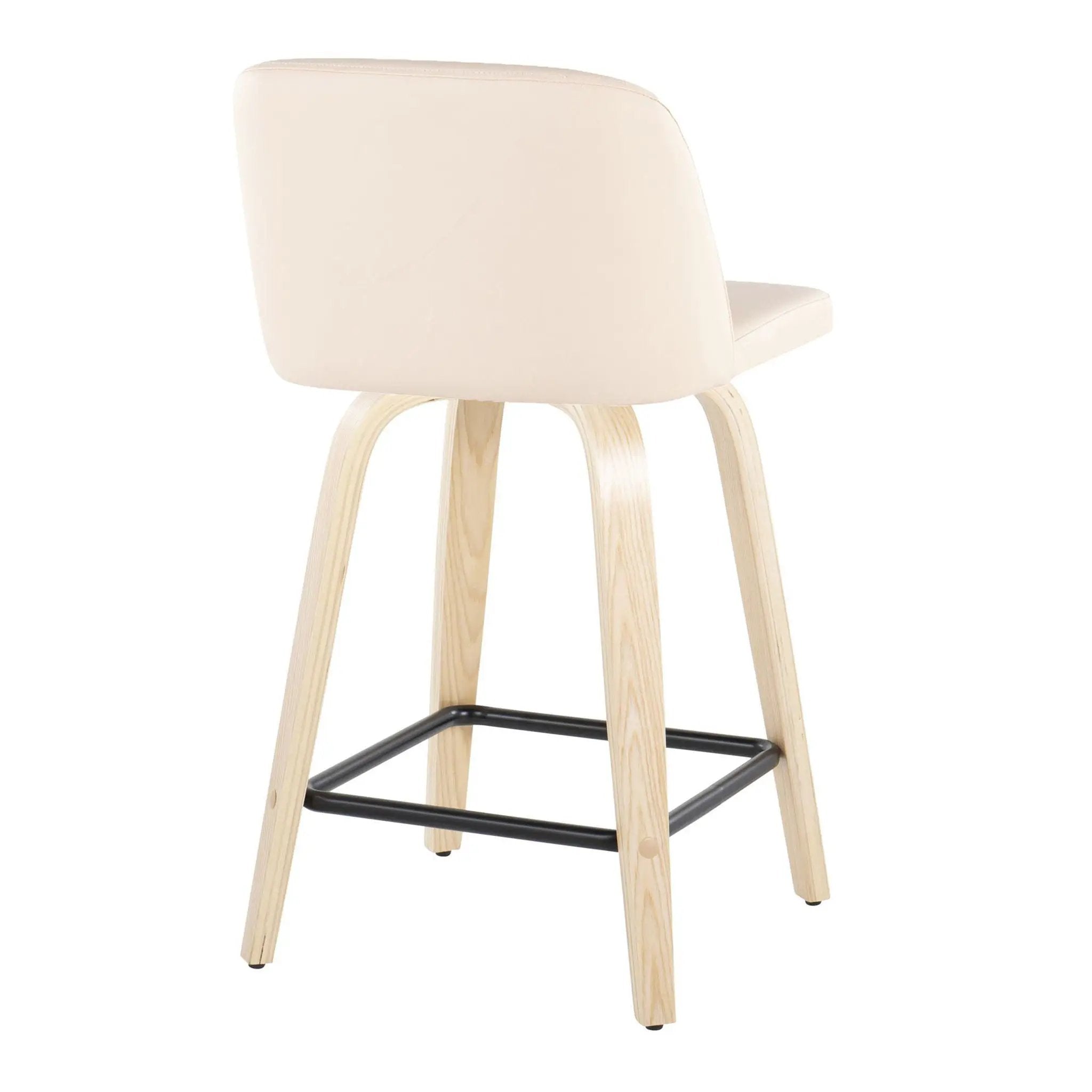 Toriano - Contemporary Modern Design Fixed Height Counter Stool With Swivel With Square Footrest (Set of 2) by HouseOfZazla