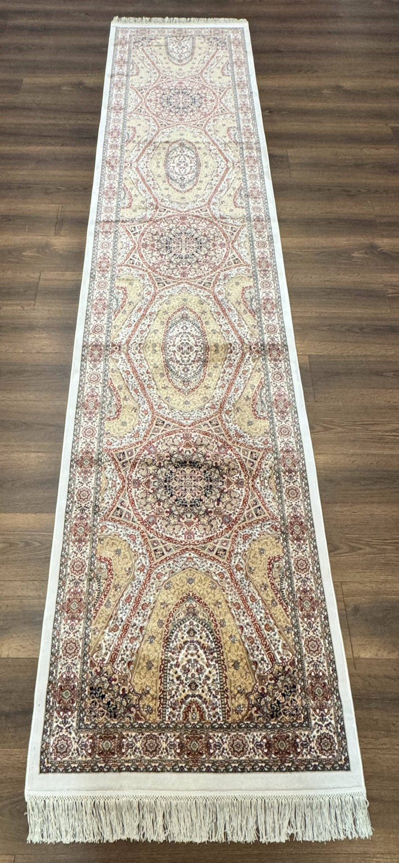 Turkish Silk Runner Rug 2.6 x 12, Hereke Mamluk Runner, Bamboo Silk, New by Jewel Rugs