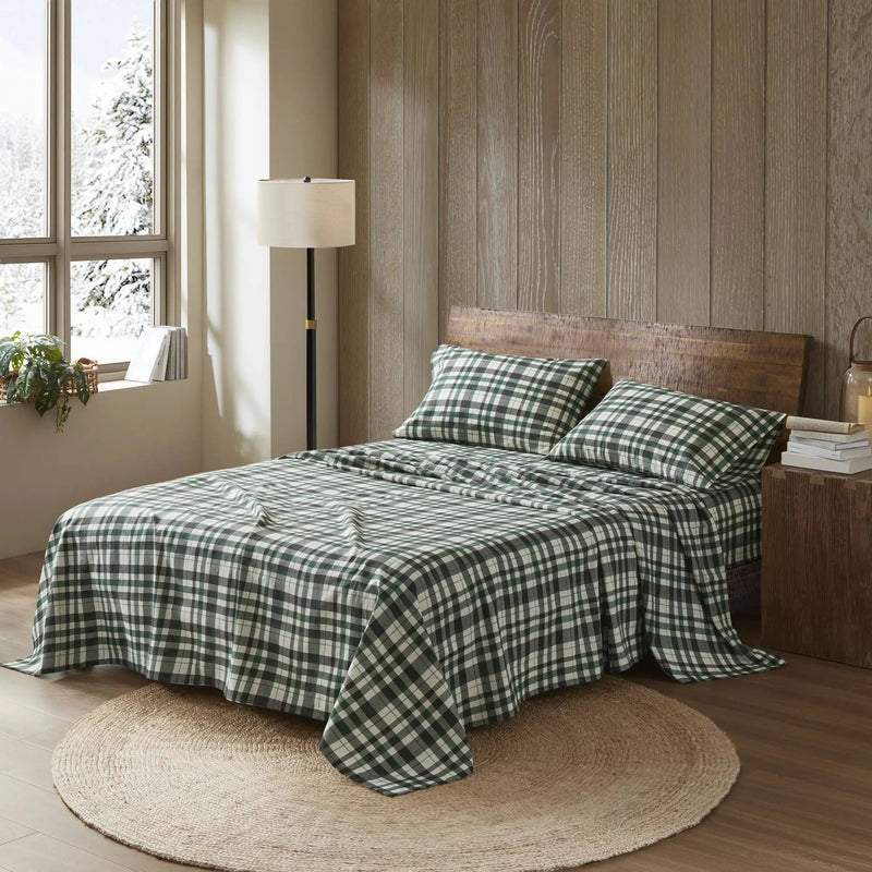 4 Pieces Queen 100% Cotton Flannel Printed Sheet Set Finton by HouseOfZazla