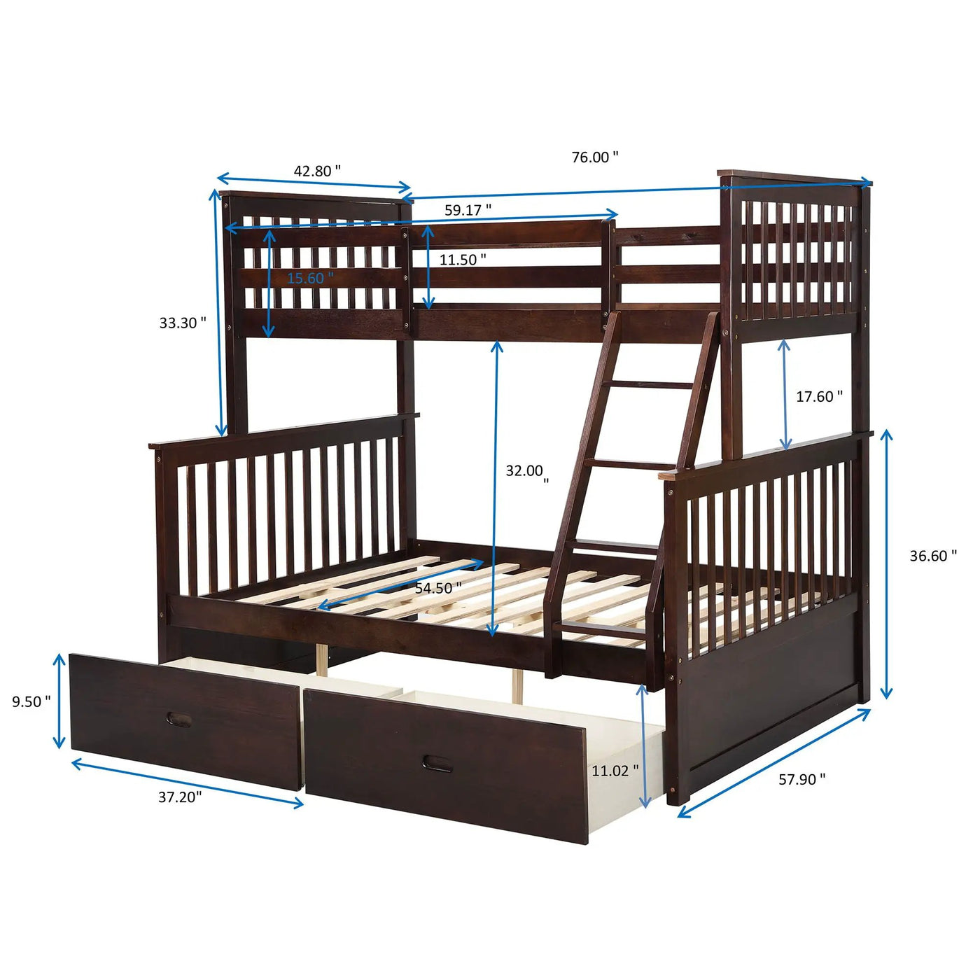 Bunk Bed With Ladder, And Safety Guard Rails by HouseOfZazla