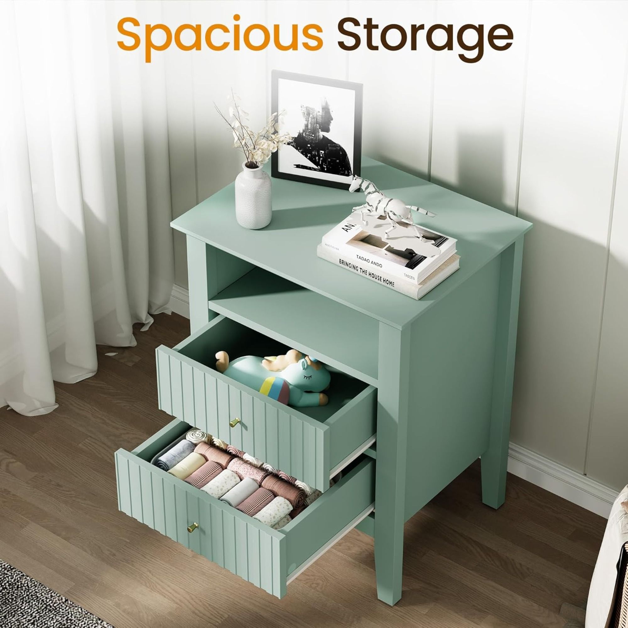 Fluted Nightstand With 2 Drawers by HouseOfZazla