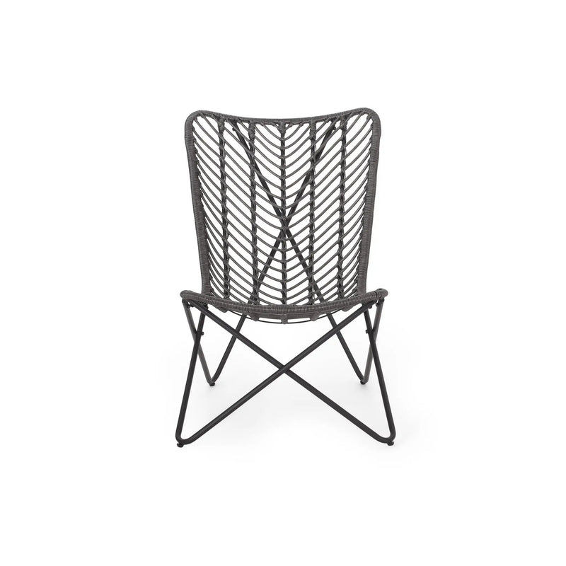 Outdoor Wicker Chair With Geometric Cross Base, Set of 2 - Gray by HouseOfZazla