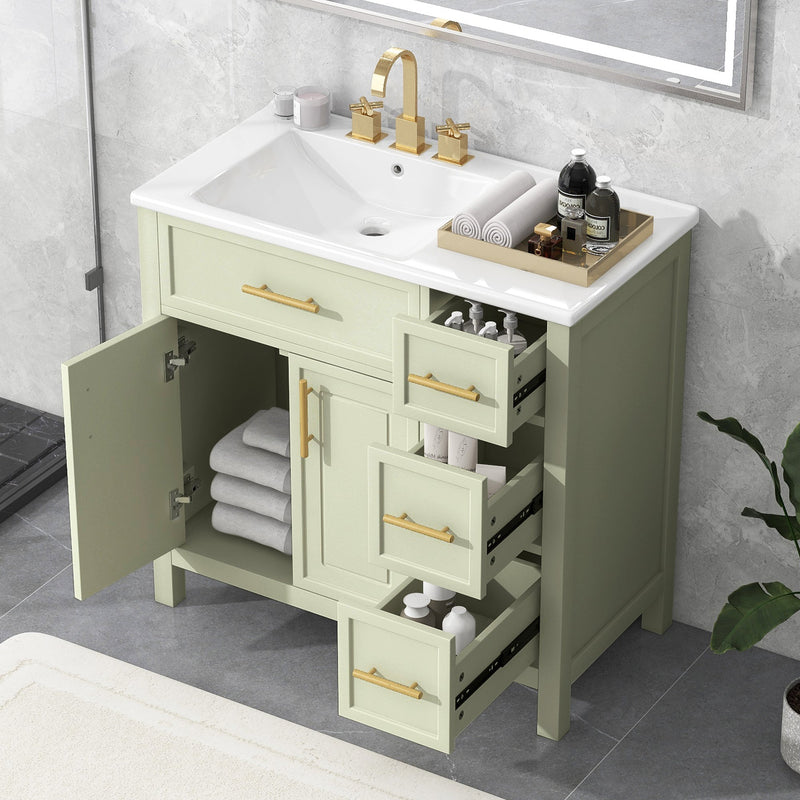 36" Bathroom Vanity with Sink Top, Cabinet with Two Doors and Three Drawers by HouseOfZazla