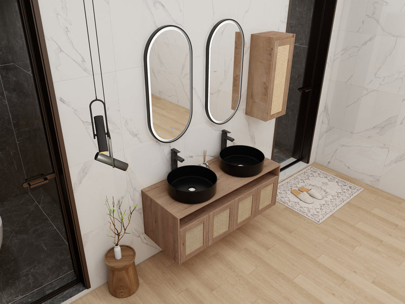 48" Bathroom Vanity with Ceramic Art Sink and Side Cabinet by HouseOfZazla