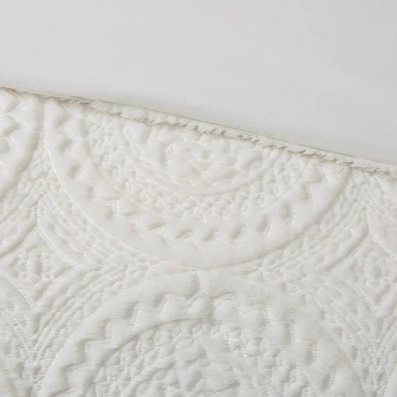 King/Cal King Embroidered Medallion Faux Fur Comforter Mini Set by HouseOfZazla