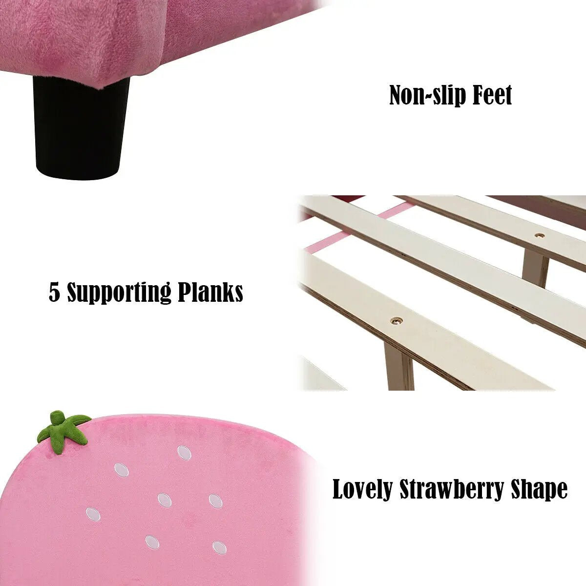 Kids Children Upholstered Berry Pattern Toddler Bed by DirectDeals