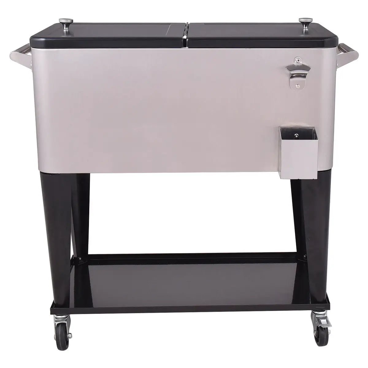 80 Quart Patio Rolling Stainless Steel Ice Beverage Cooler by DirectDeals