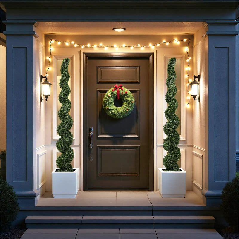 7FT Spiral Topiary Trees Artificial Outdoor Faux Boxwood Plants by HouseOfZazla