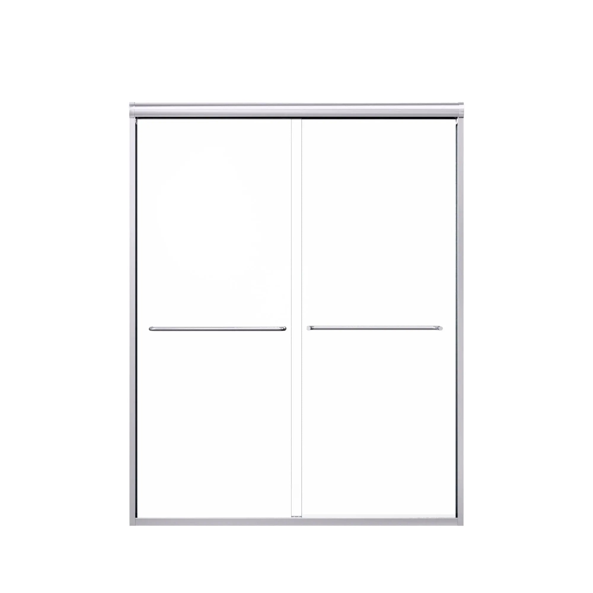 Modern Semi Frameless Double Sliding Shower Door by HouseOfZazla