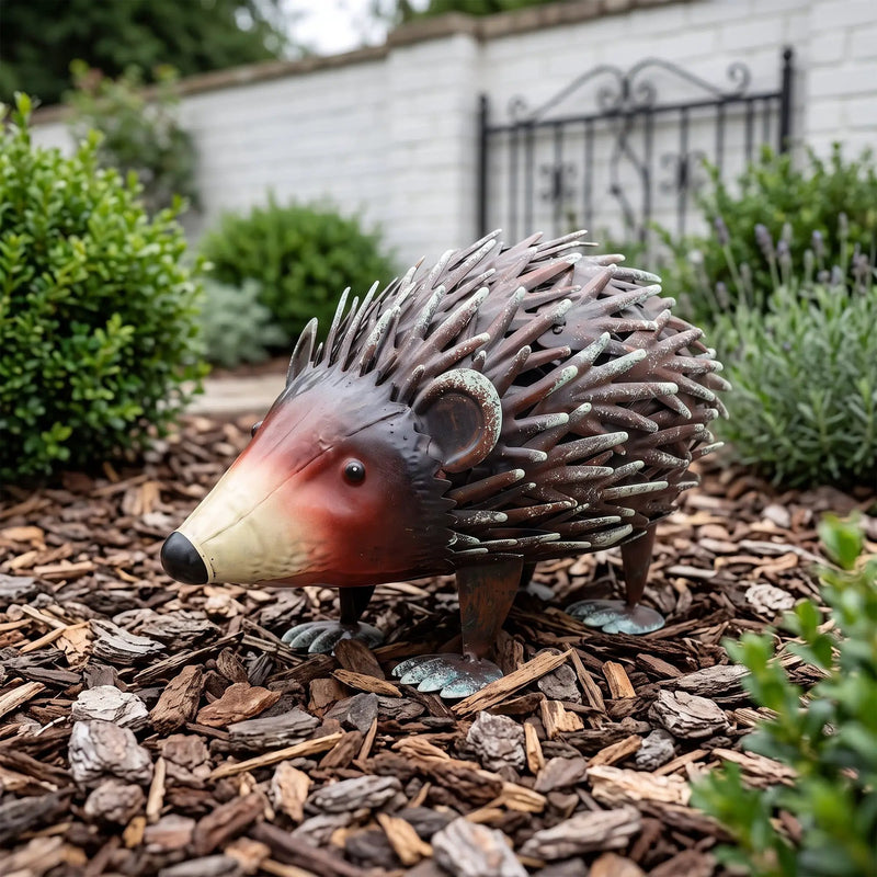 Handmade Wrought Iron Hedgehog Garden Statue by HouseOfZazla