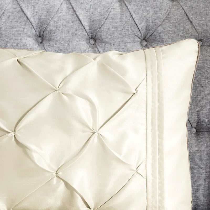 7 Piece Tufted Comforter Set Ivory Full by HouseOfZazla